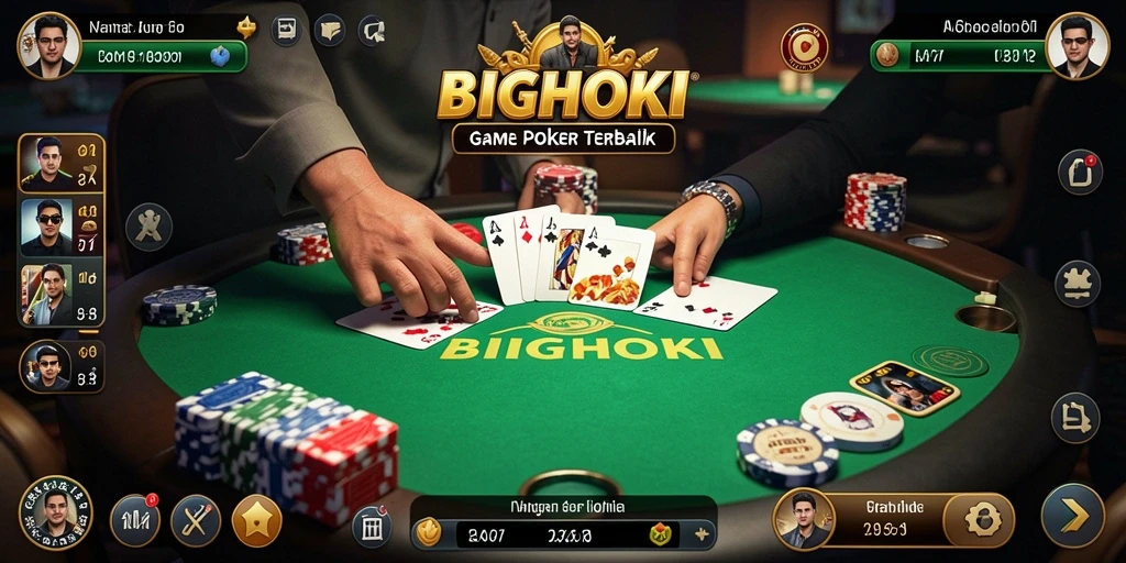 Tampilan antarmuka BIGHOKI dengan permainan Poker yang seru.