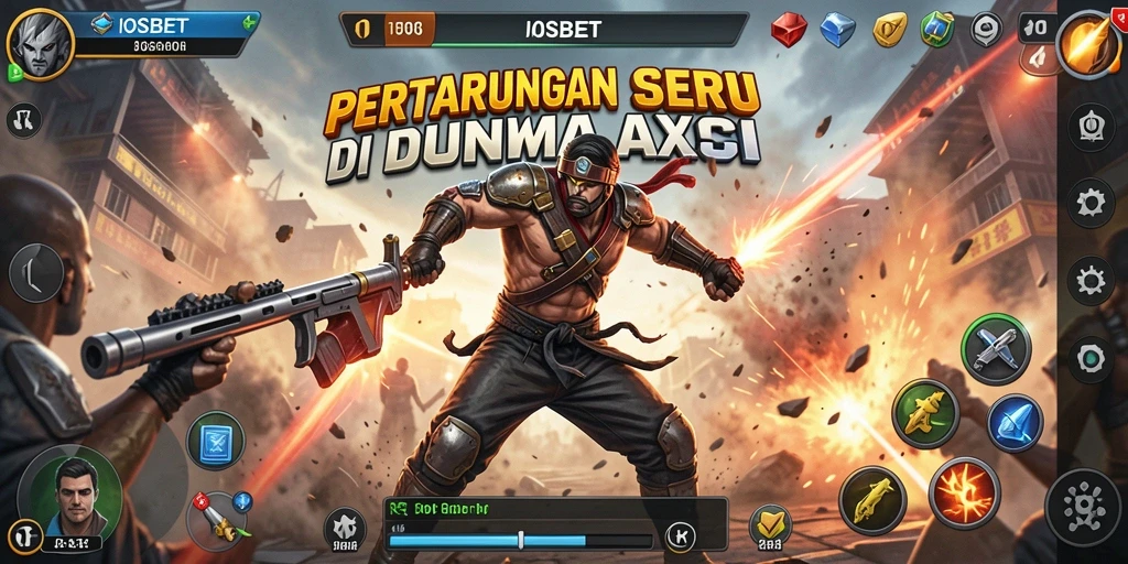 Tampilan seru dari gameplay aksi IOSBET saat bertarung melawan musuh.