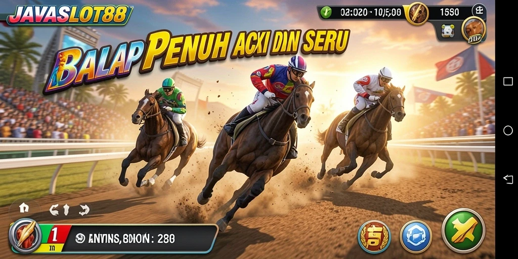 Tampilan gameplay balap yang mendebarkan di JAVASLOT88.