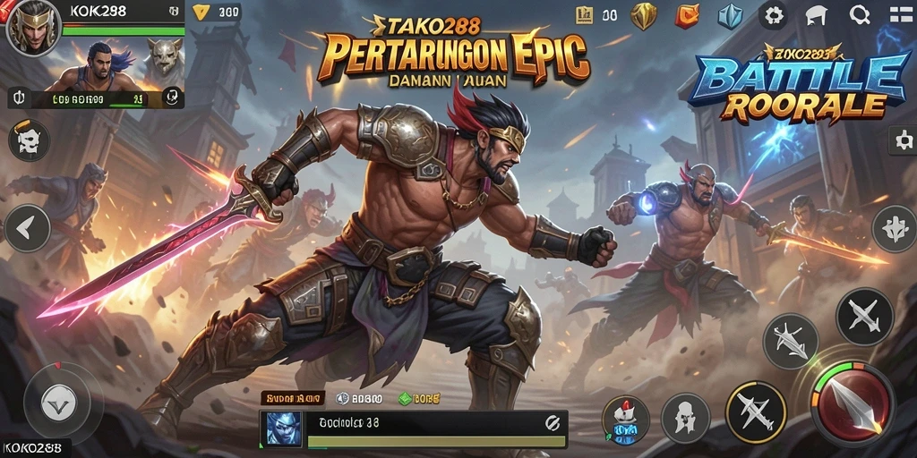 Gameplay mendebarkan KOKO288 dalam pertempuran Battle Royale.