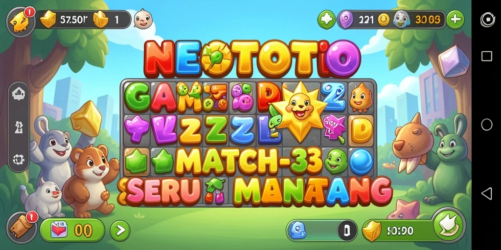 Tampilan permainan NEOTOTO dengan elemen Match-3 yang menantang.