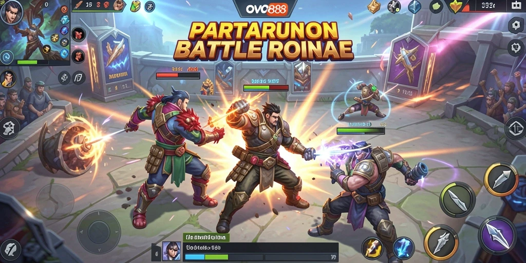 Tangkapan layar dari gameplay OVO88 yang mendebarkan dalam pertempuran Battle Royale.