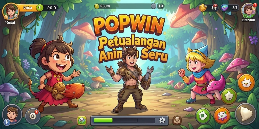 Tampilan gameplay dinamis dan karakter menarik di POPWIN.