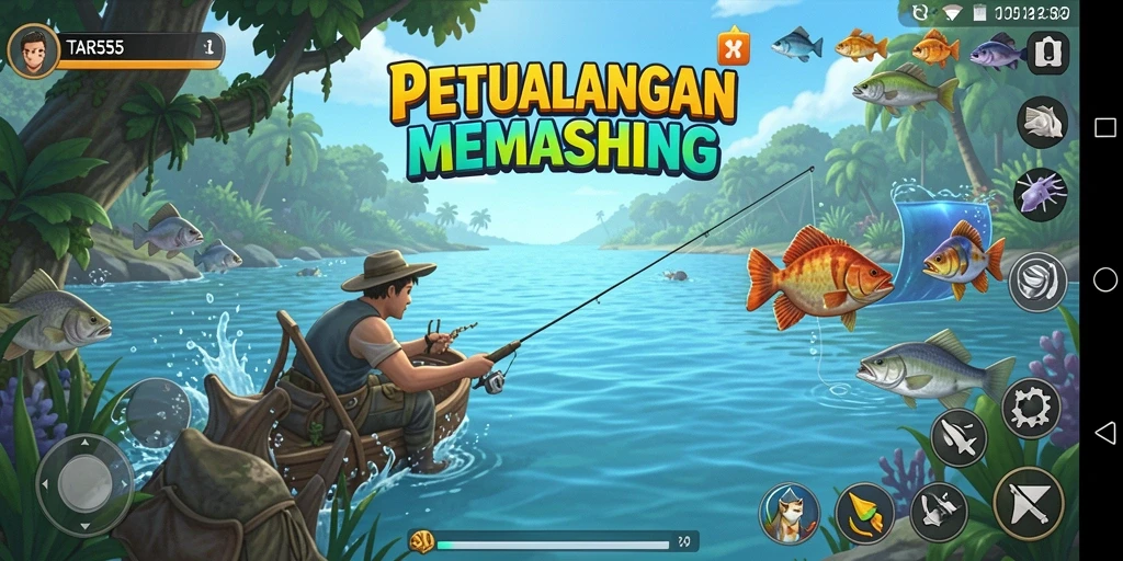 Tampilan gameplay memancing yang seru dan menarik dalam TAR555.