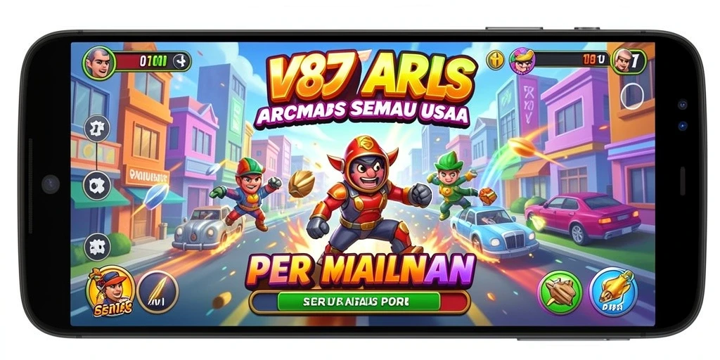 Tangkapan layar V87 menampilkan aksi gameplay seru dalam permainan arcade.